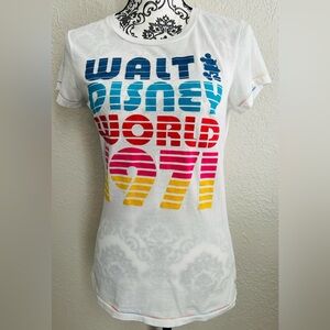 Disney Parks Walt Disney 1971 Retro Style T-Shirt rainbow graphic 
Size Small